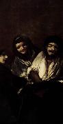 Francisco de goya y Lucientes Two Women and a Man oil painting on canvas